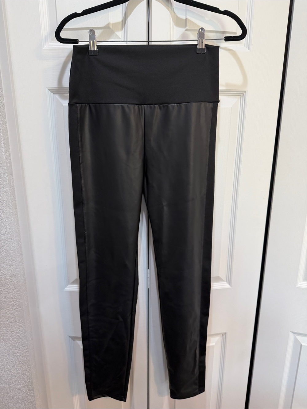 Women’s Black Faux Leather High-Waist Leggings
